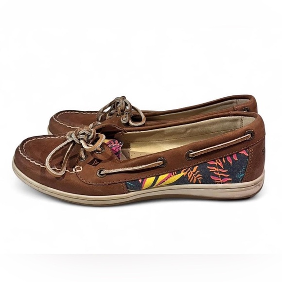 Sperry Women’s Tropical Brown Loafers with Side Pattern Floral Size 8.5 Vacation - Picture 3 of 6